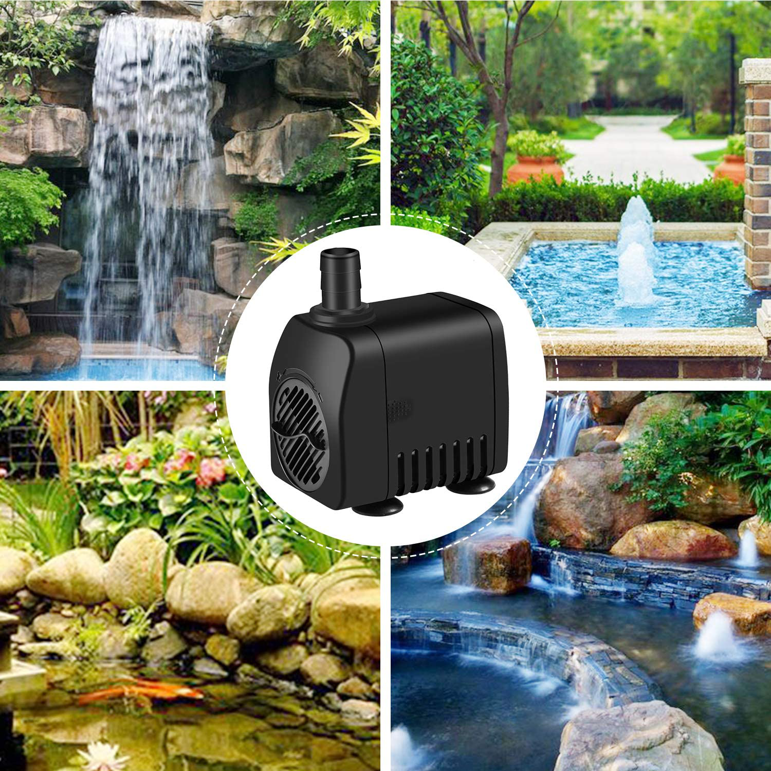 Fountain Pump 400GPH 25W Outdoor Fountain Water Pump Kit Pond Pump Submersible Pump with 2 Nozzles Hose Tubing for Aquarium Fish Tank Fountain Pond Submersible Hydroponic and Backyard Garden Animals & Pet Supplies > Pet Supplies > Fish Supplies > Aquarium & Pond Tubing HISP   