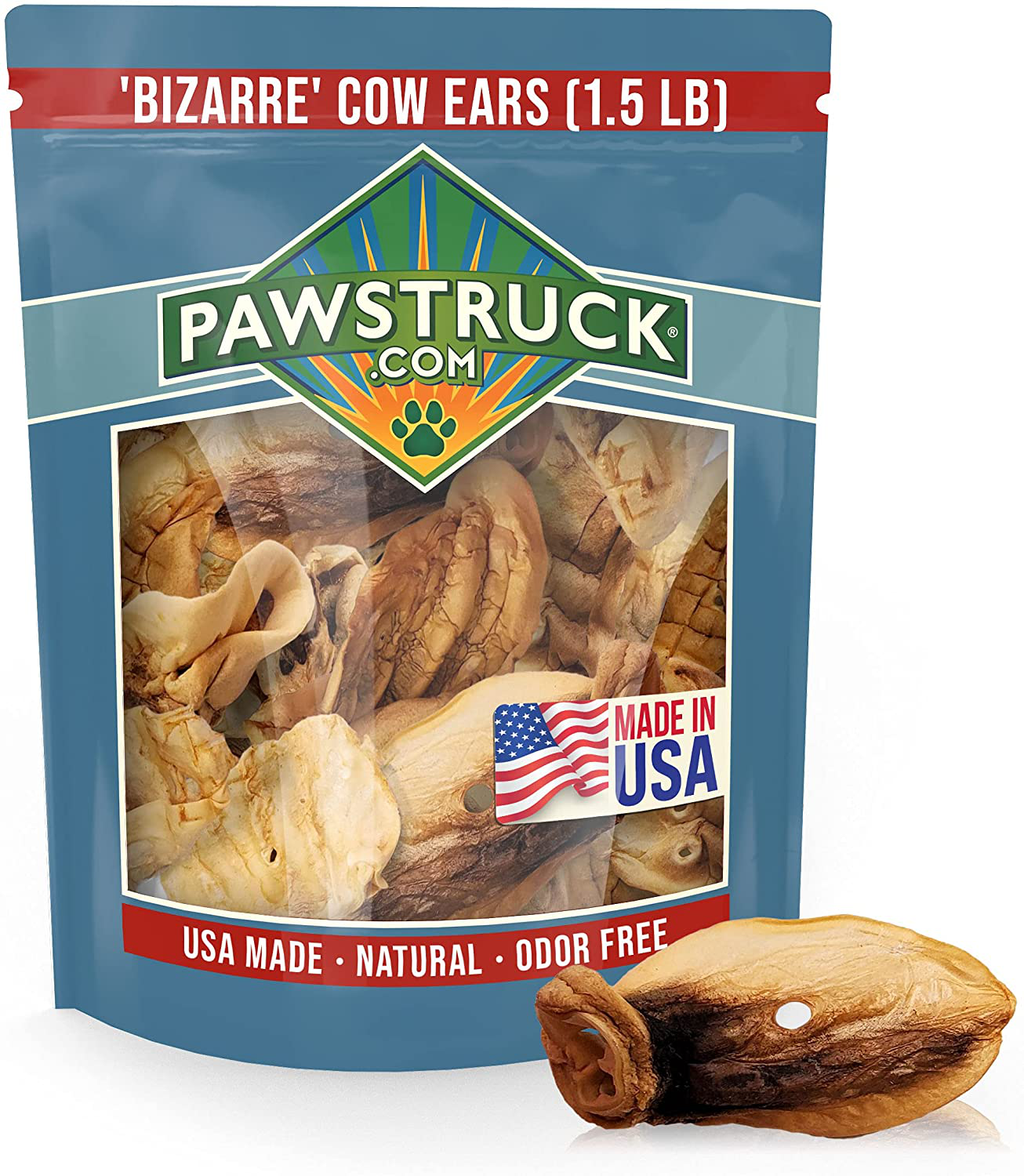 Bizarre Bargain Bag, Assorted Natural Dog Treats, Long Lasting Chews for All Breeds, Animal Ears, Bones & Jerkies Animals & Pet Supplies > Pet Supplies > Small Animal Supplies > Small Animal Treats Pawstruck Cow Ears - 1.5lb  