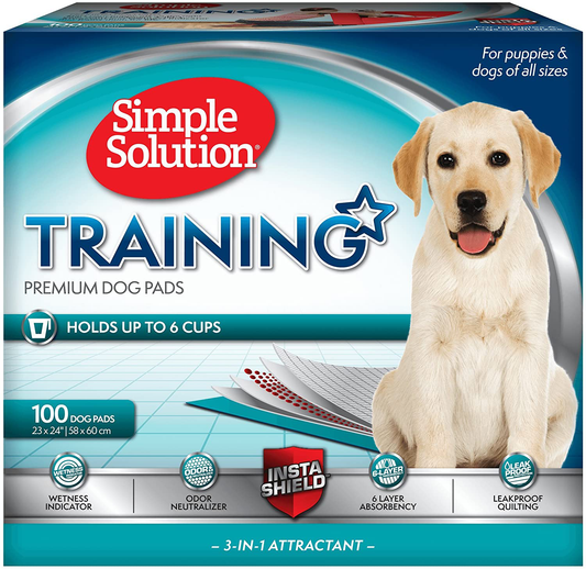 Simple Solution Training Puppy Pads | 6 Layer Dog Pee Pads, Absorbs up to 6 Cups of Liquid | 23X24 Inches Animals & Pet Supplies > Pet Supplies > Dog Supplies > Dog Kennels & Runs Simple Solution 100 count  