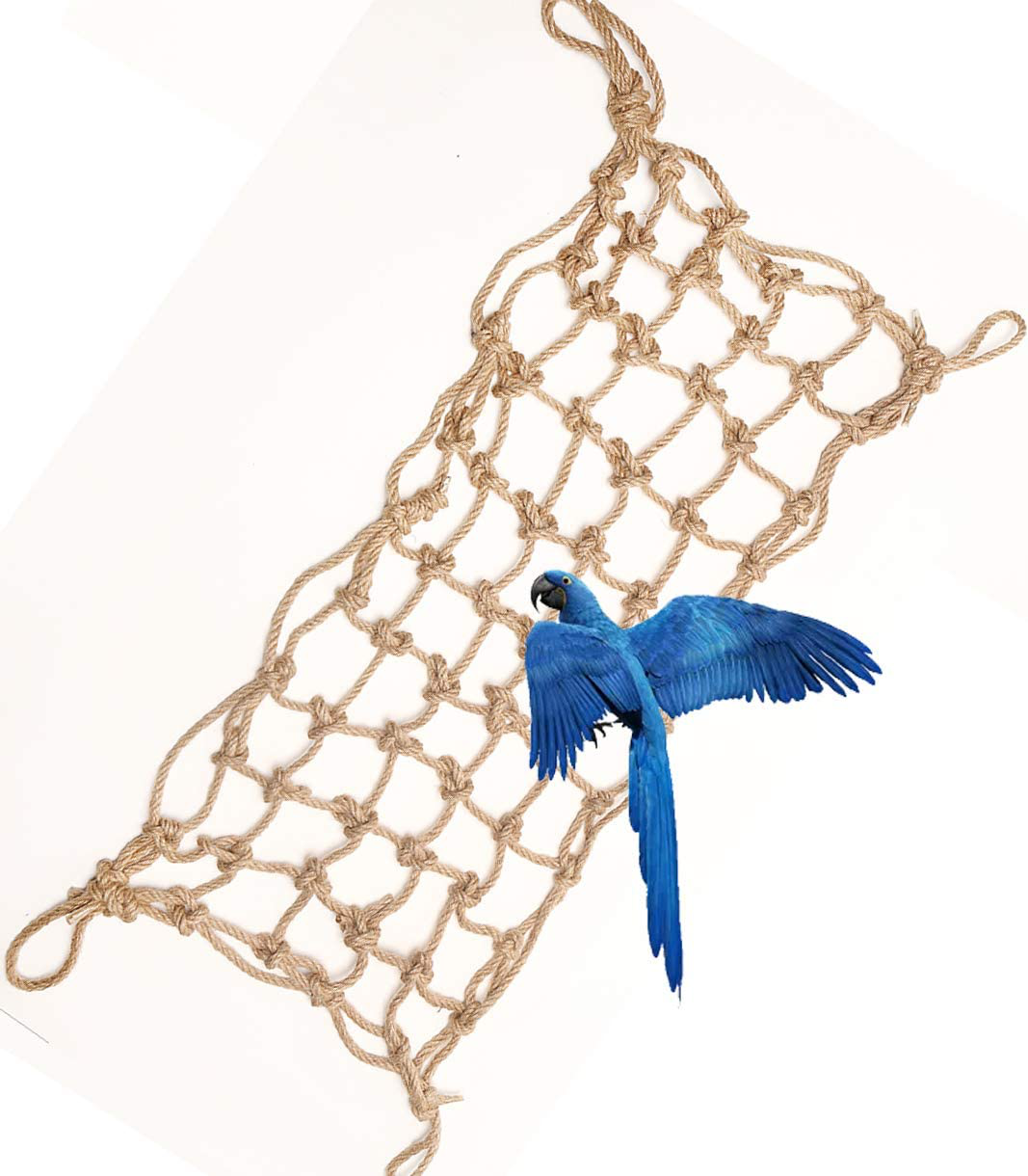 Morezi Parrot Bird Climbing Net Cotton Rope Cage Wood Hemp Rope Ladder Toy Play Gym Hanging Swing Net Parrot Perch Hammock Toy Decor for All Kinds of Parrot Animals & Pet Supplies > Pet Supplies > Bird Supplies > Bird Ladders & Perches Morezi   