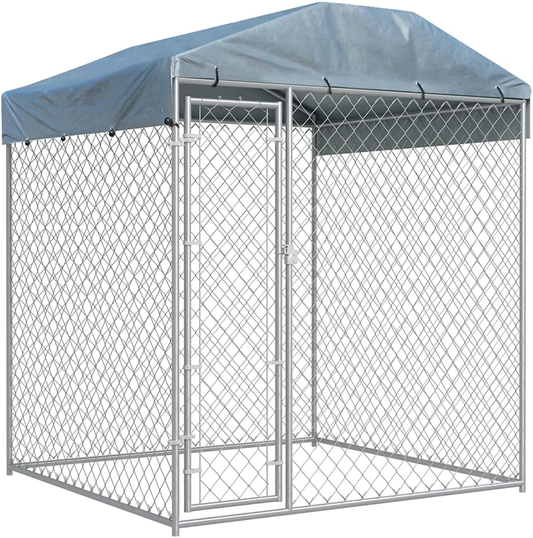 Tidyard Outdoor Dog Kennel Cage with Roof Canopy Lockable Galvanized Steel Pet Run House Chain-Link Mesh Sidewalls Exercise Fence Barrier for Backyard Garden 76 X 76 X 88.6 Inches (L X W X H) Animals & Pet Supplies > Pet Supplies > Dog Supplies > Dog Kennels & Runs Tidyard   