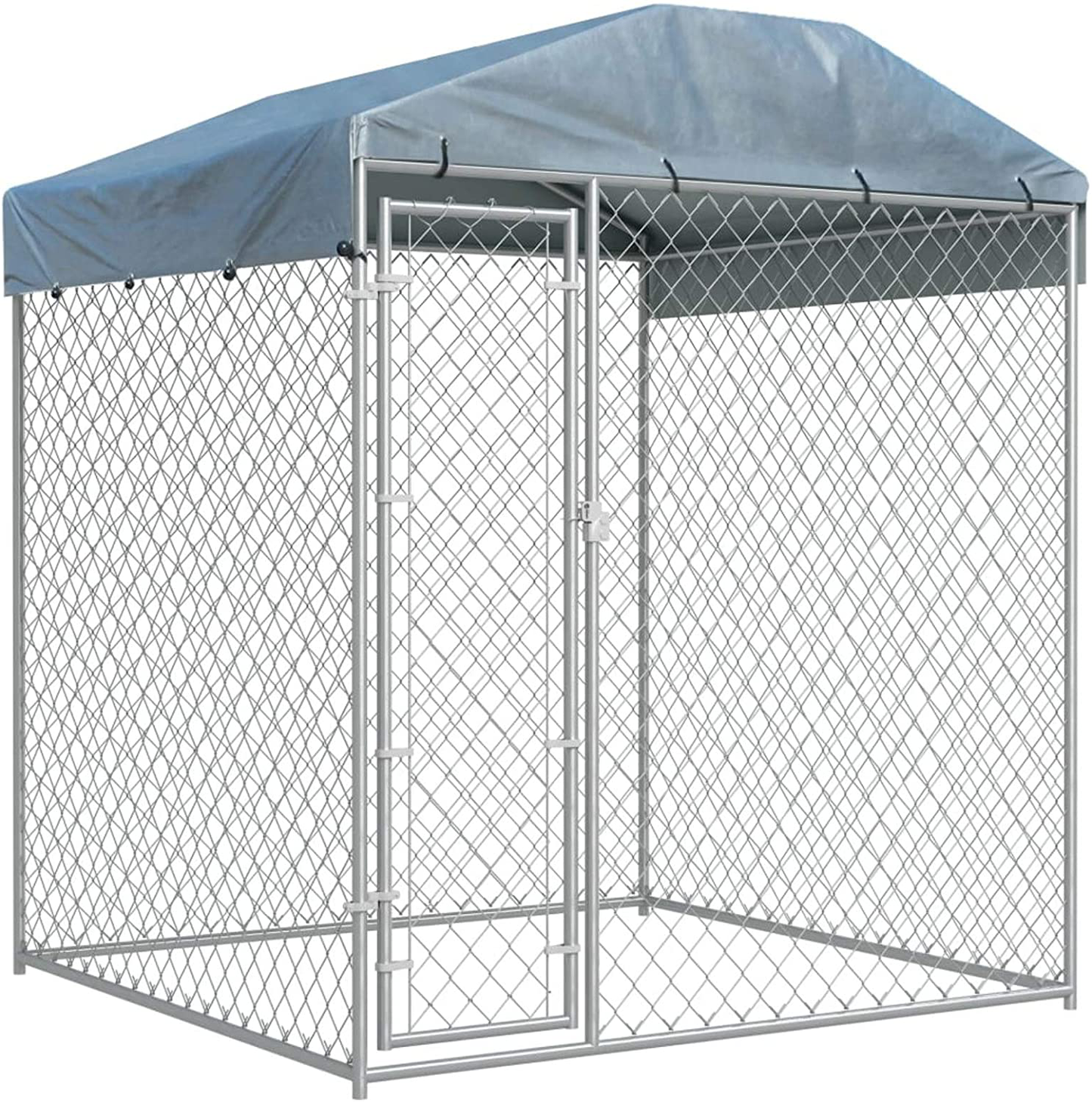 Chain link fence hotsell dog kennel with roof