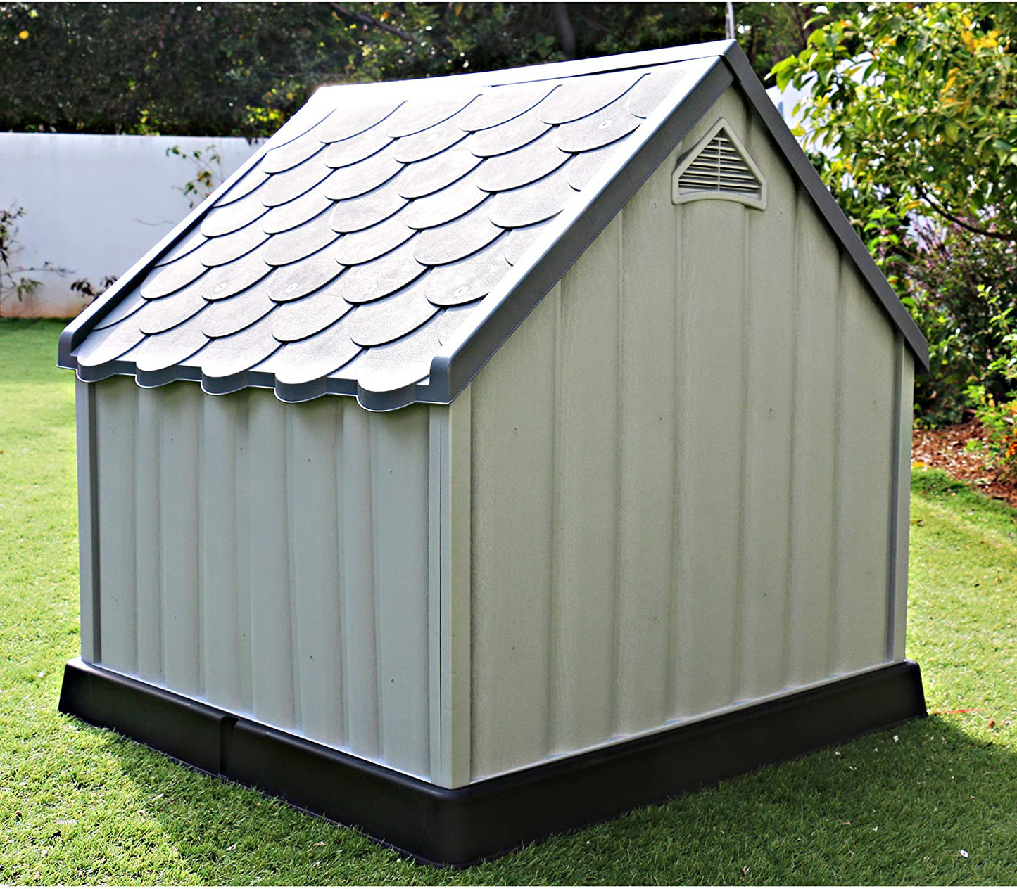 Ram Quality Products Innovative Outdoor Pet House Large Waterproof Dog Kennel Shelter for Small, Medium, and Large Dogs, 36 X 34.5 X 36 Inches, Gray Animals & Pet Supplies > Pet Supplies > Dog Supplies > Dog Houses Ram Quality Products   