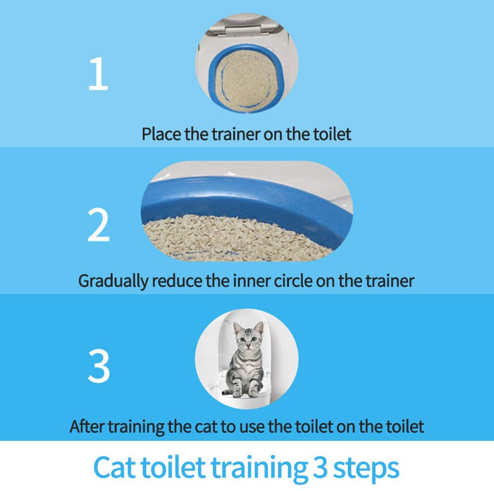 UTDKLPBXAQ Cat Toilet Training Kit Kitten, Pet Toilet Training System, Cat Litter Tray Mat Kitty Urinal Seat Toilet Trainer, Blue Convenient Groove Design Safe Tidy Animals & Pet Supplies > Pet Supplies > Cat Supplies > Cat Litter Box Mats UTDKLPBXAQ   