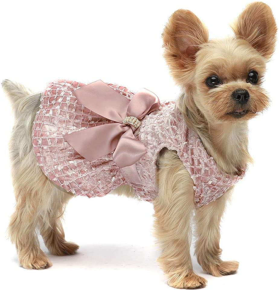 Fitwarm Valentines Day Dog Clothes Romantic Rose Dogs Oufit Embroidery Dog Dresses Pet Clothes Prom Puppy Dress Cat Birthday Doggie Party Gown Animals & Pet Supplies > Pet Supplies > Cat Supplies > Cat Apparel Fitwarm Pink XX-Small 