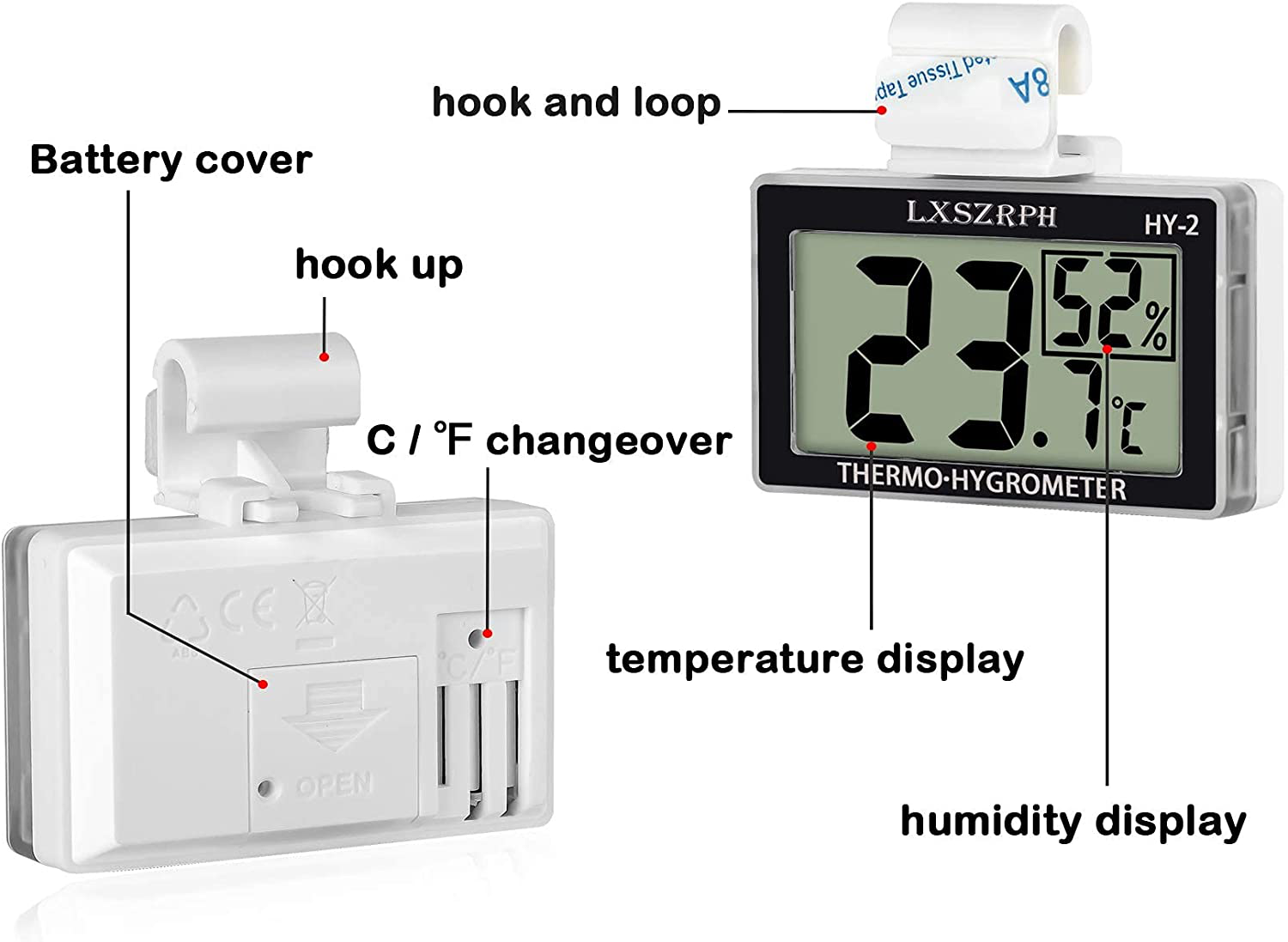China Reptile Tank Thermometer Hygrometer Temperature Humidity Monitor for Vivarium Terrarium, As Shown