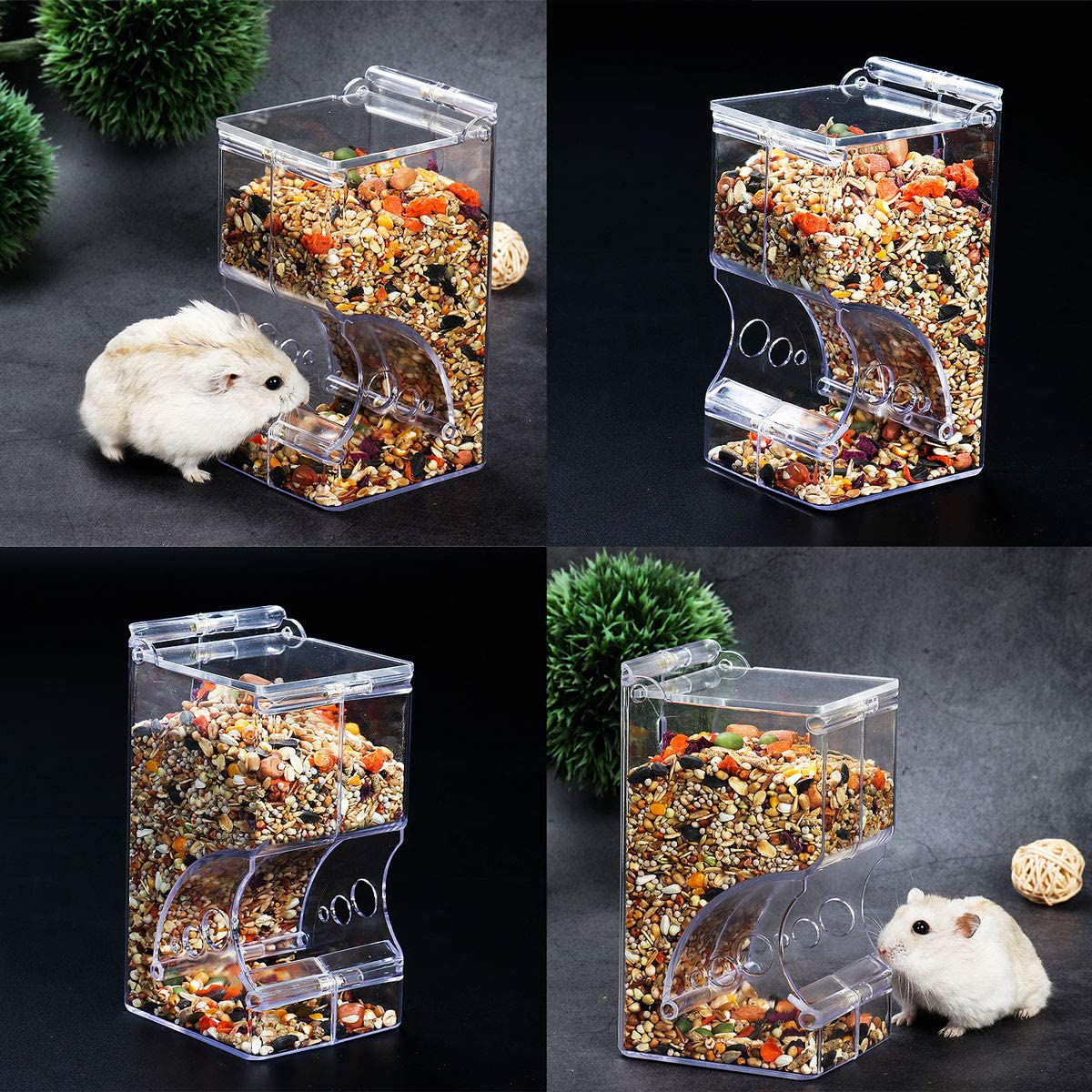 Hamsters Feeder Small Animals Automatic Dispenser Gravity Auto Dispensers Pet Pellets Food Storage Bowl - Dwarf Hamster Gerbils Mice Hedgehog Guinea Pig and Other Small Animal Ideal Feeding Station