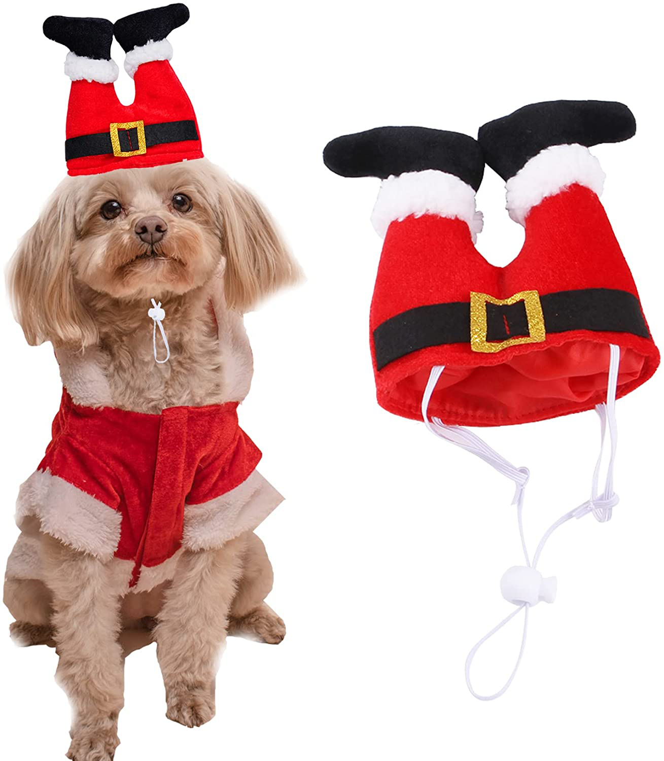 Cat & Puppy Santa Pants Hat Christmas Funny Costume