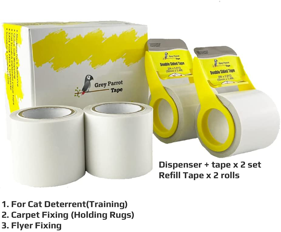 Greyparrot Cat Scratch Deterrent Furniture Protector Tape for Sofa, Doors, Clear Couch Protectors from Cats Scratching, anti Cat Scratch Tape Guards, Cat Couch Corner Protectors, Double Sided Tape Animals & Pet Supplies > Pet Supplies > Cat Supplies > Cat Furniture GreyParrot Tape   