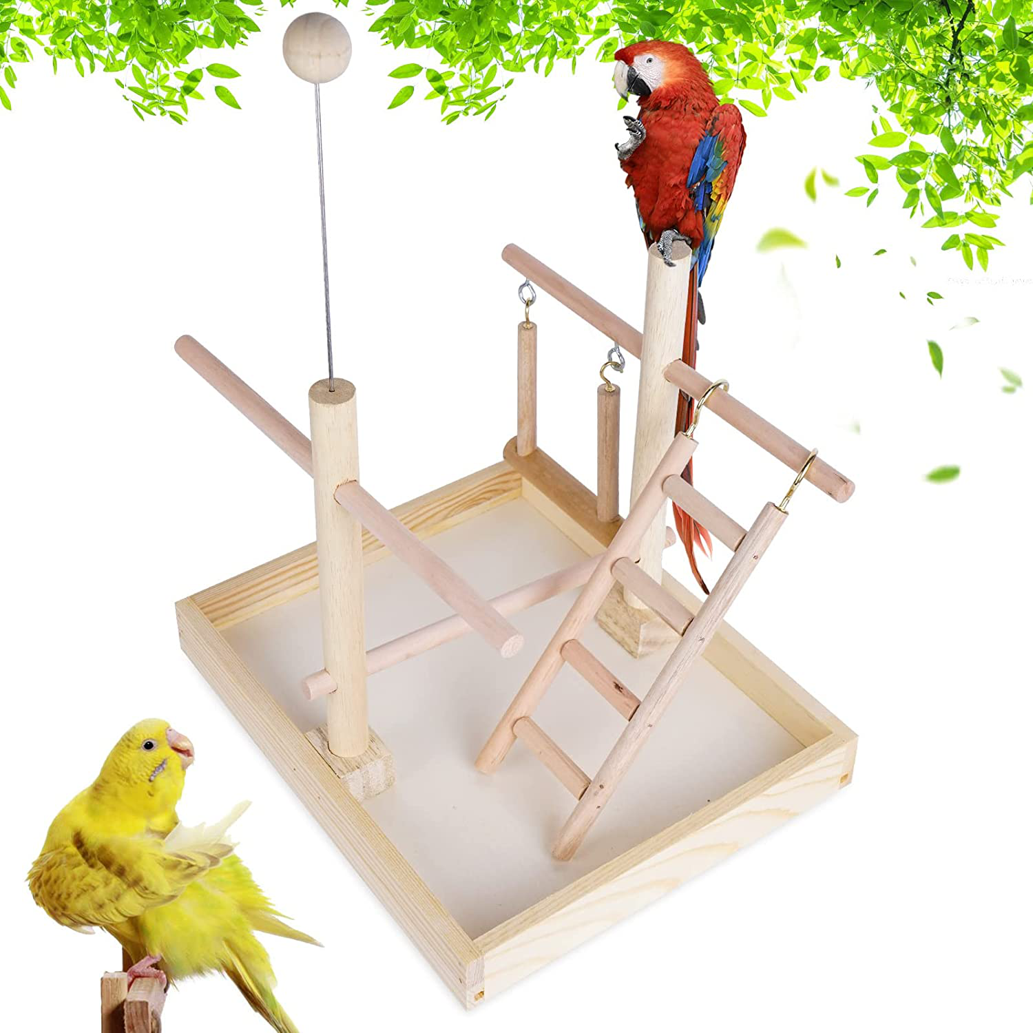 Volksrose Parrot Playground Bird Play Stand, Bird Activity Stand Wood Perch Gym with Ladder, Parakeet Cockatiel Birdcage Cage Nest Accessories Exercise Platform Toy Animals & Pet Supplies > Pet Supplies > Bird Supplies > Bird Gyms & Playstands VolksRose #08  