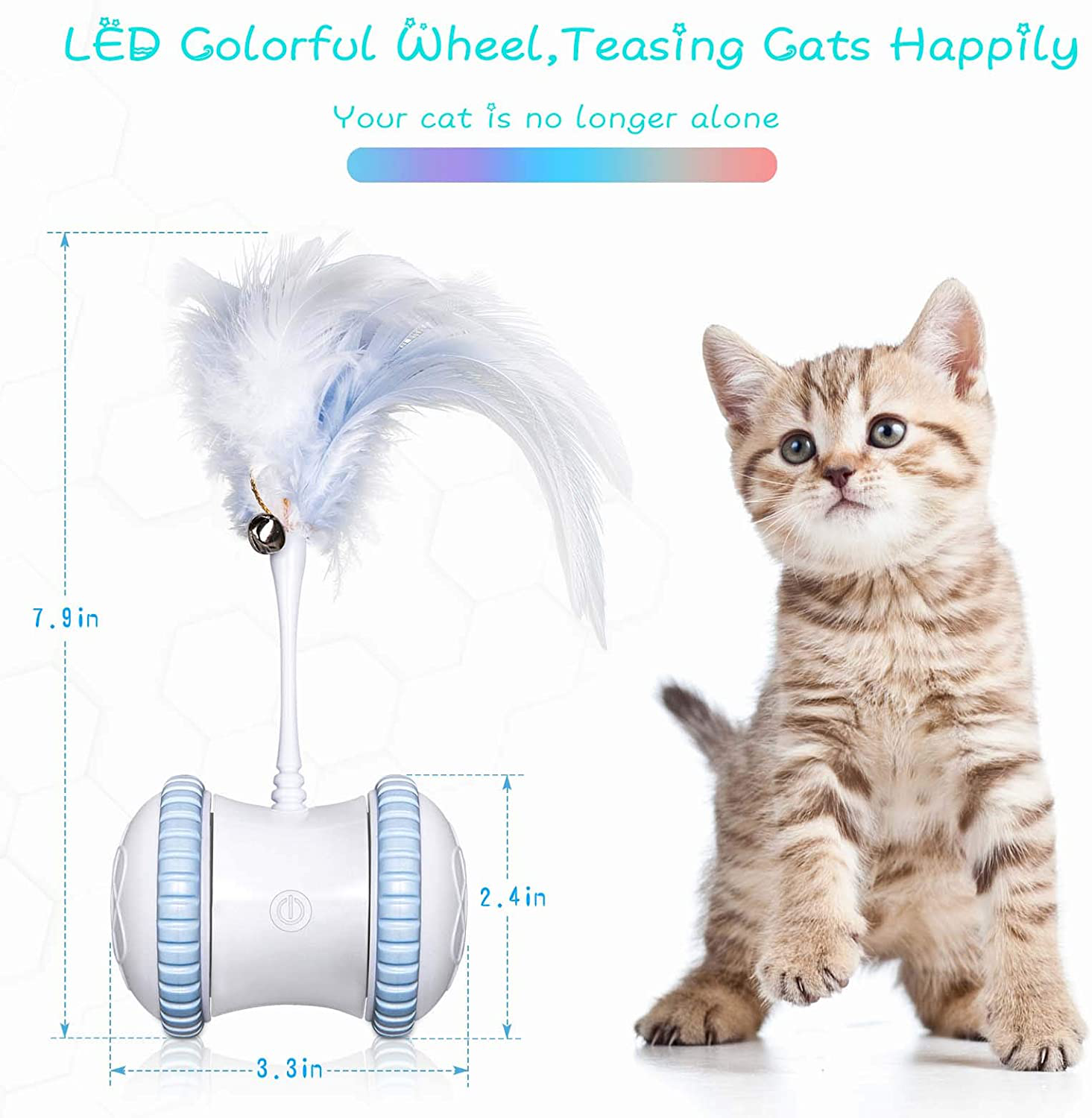 KONPCOIU Automatic Cat Feather Toy—Smart Robotic Interactive Indoor Electronic Pet Toy—Auto/Manual Motorized Toy—360° Rotating Ball Colorful Light Cat Toys for Cat/Mouse/Kitten Hunting Exercise Animals & Pet Supplies > Pet Supplies > Cat Supplies > Cat Toys KONPCOIU   