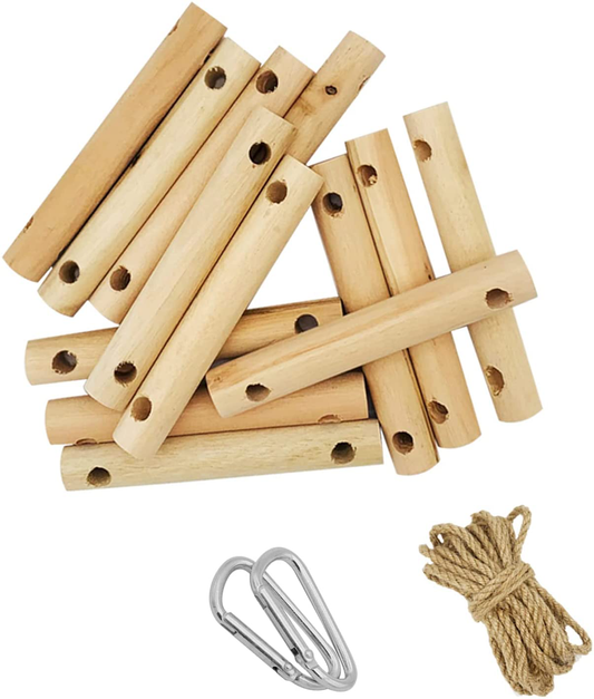 Seaokais Wood Sticks DIY for Hamster Bendy Bridge Climbing Toy for Syrian Guinea Pigs Rats Gerbils Small Animal Animals & Pet Supplies > Pet Supplies > Bird Supplies > Bird Ladders & Perches Seaokais to make rope ladders 13 sticks +rope+carabiners 