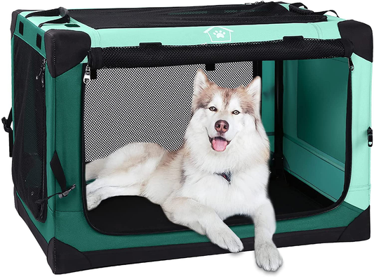 Ownpets 4 Door Dog Soft Crate Folding Portable Soft-Sided Crate with Strong Steel Frame and Mesh Mat for Indoor & Outdoor Travel Dog Crate Animals & Pet Supplies > Pet Supplies > Dog Supplies > Dog Kennels & Runs Ownpets L: 32.5"x23"x23"  