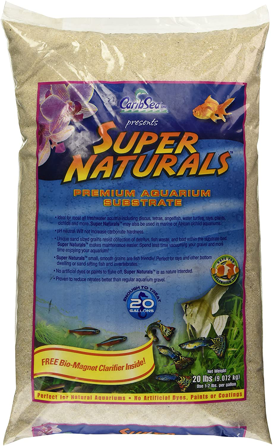 Super Naturals Aquarium Sand, 20-Pound, Crystal