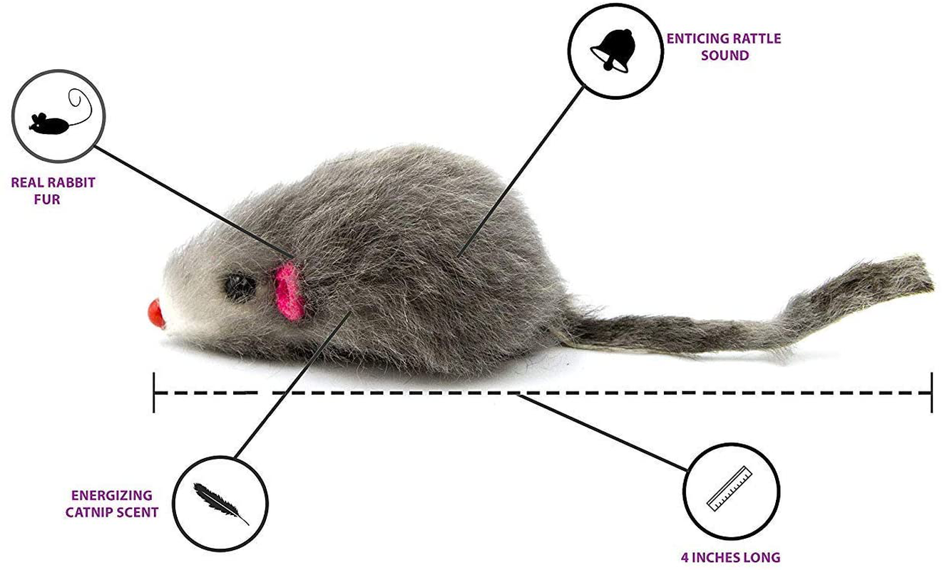 AXEL PETS 20 Furry Mice with Catnip and Rattle Sound Made of Real Rabbit Fur Interactive Catch Play Mouse Toy for Cat, Pack of 20 Mice Animals & Pet Supplies > Pet Supplies > Cat Supplies > Cat Toys AXEL PETS   