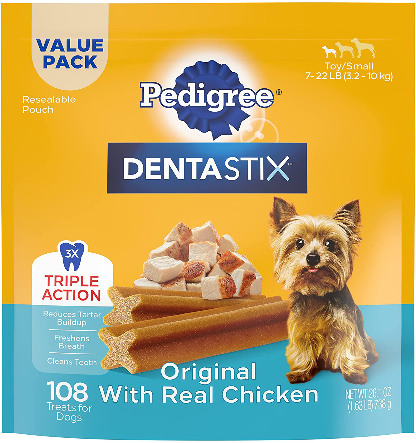 Pedigree DENTASTIX Adult & Puppy Toy/Small Treats for Dogs 5-20Lbs. Animals & Pet Supplies > Pet Supplies > Dog Supplies > Dog Treats Pedigree Adult Chicken 108 Treats