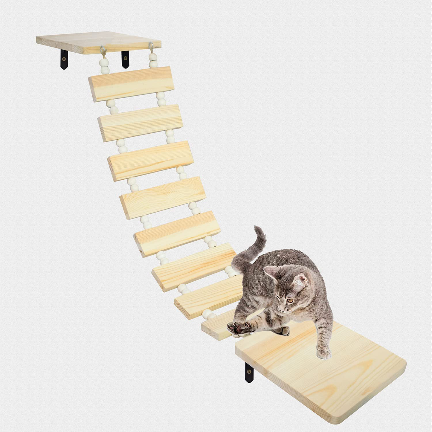Cat Bridge Ladder Wooden Cloud Shelf Board Handcrafted Springboard Climbing Frame Combination Wall-Mounted Steps & Bed Natural Wood Jumping Platform for Cats Perch to Rest and Play Animals & Pet Supplies > Pet Supplies > Cat Supplies > Cat Furniture MiDube   