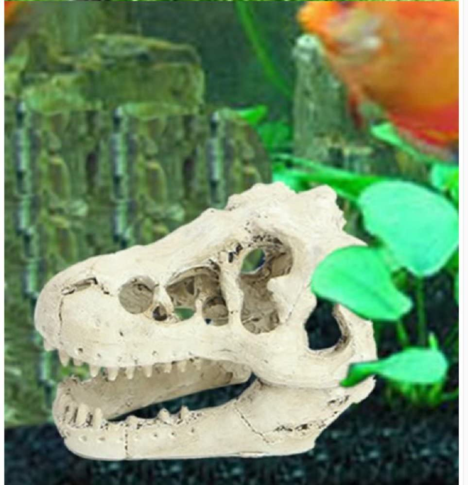 Aquarium Decoration Skeleton Hole Resin Artificial Dinosaur Skull Skeleton Ornament - Fish Tank Small Skull Aquarium Decorations Cave Landscape Pet Reptile House Animals & Pet Supplies > Pet Supplies > Fish Supplies > Aquarium Decor Hewnda   