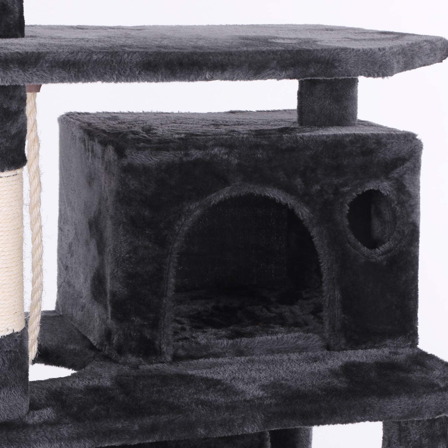 BEWISHOME Cat Tree Condo Furniture Kitten Activity Tower Pet Kitty Play House with Scratching Posts Perch Hammock Tunnel MMJ02 Animals & Pet Supplies > Pet Supplies > Cat Supplies > Cat Furniture BEWISHOME   