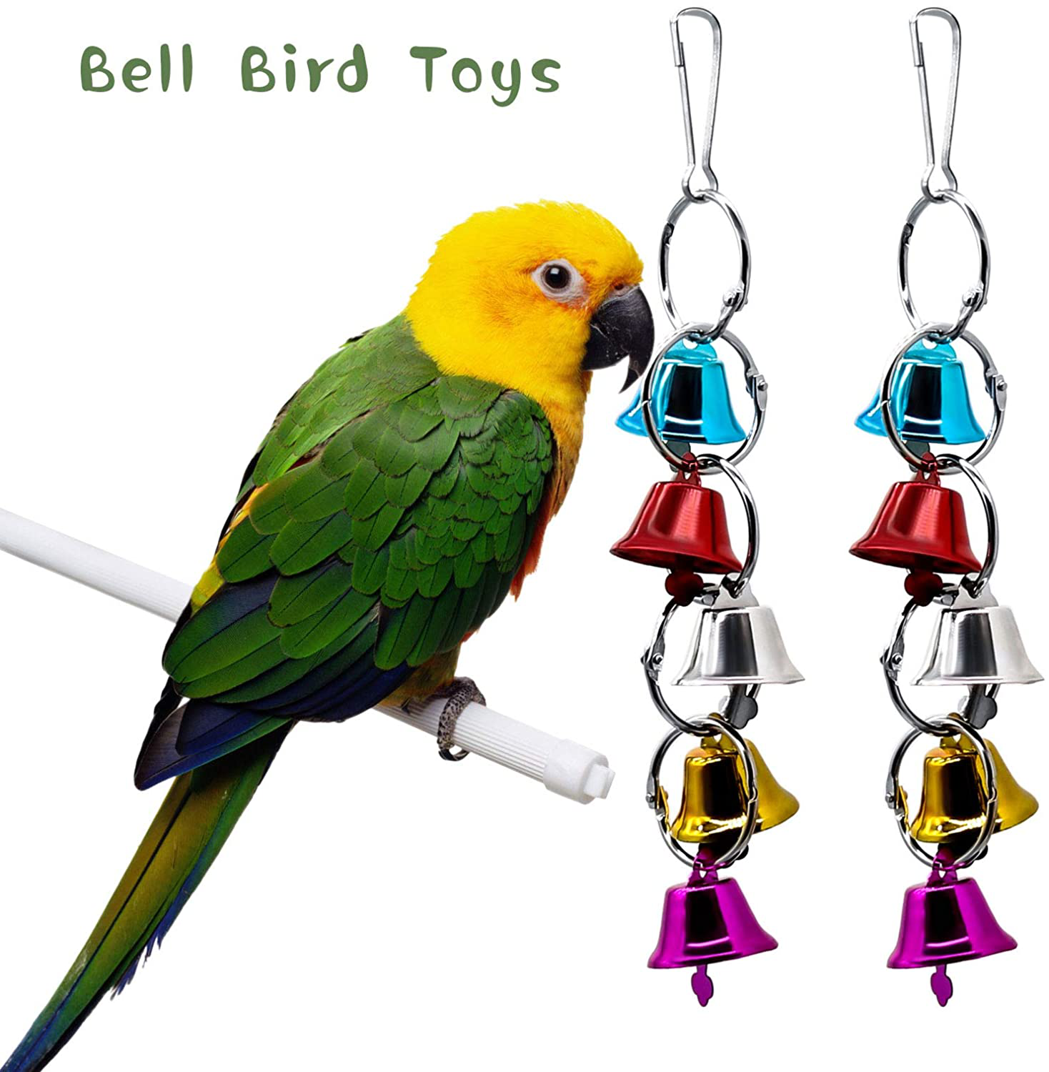 BWOGUE 5Pcs Bird Parrot Toys Hanging Bell Pet Bird Cage Hammock Swing Toy Hanging Toy for Small Parakeets Cockatiels, Conures, Macaws, Parrots, Love Birds, Finches Animals & Pet Supplies > Pet Supplies > Bird Supplies > Bird Cage Accessories BWOGUE   