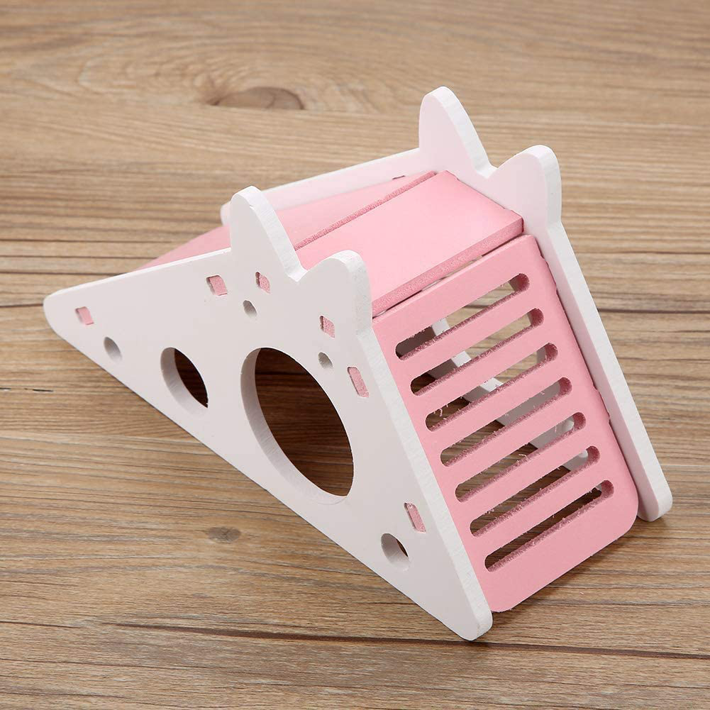 CHUQIANTONG Hamster Hideout,Cute Hamster Exercise Toy Wooden Hamster House with Ladder Slide for Guinea Pig Hamster Cage Accessories,Small Animal Habitat Sleeping Nest Animals & Pet Supplies > Pet Supplies > Small Animal Supplies > Small Animal Habitat Accessories CHUQIANTONG   