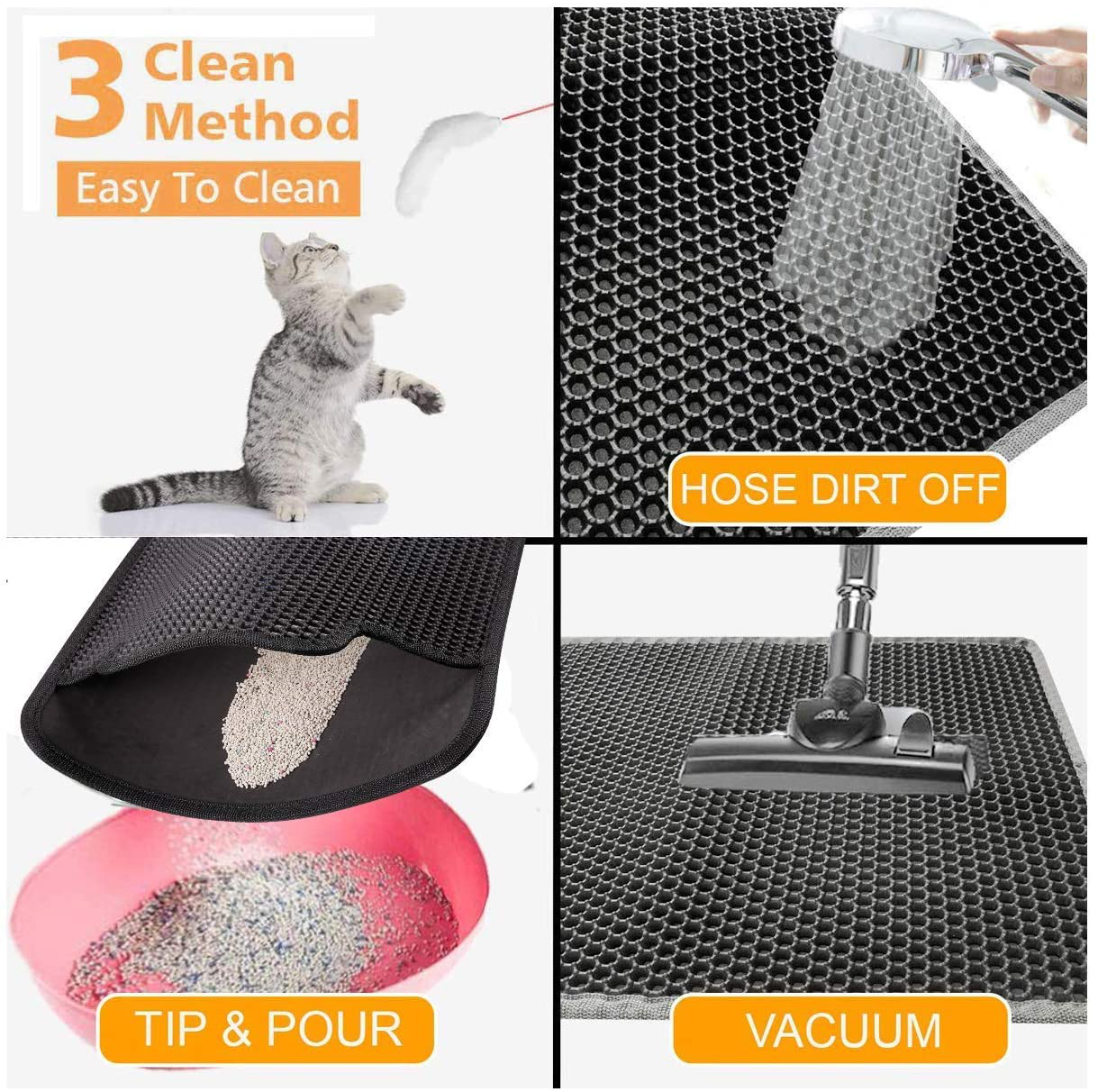 Devansi Cat Litter Mat Litter Trapper 24 X 18 (Inches), Honeycomb Double-Layer Design Waterproof Proof Material, Easy Clean