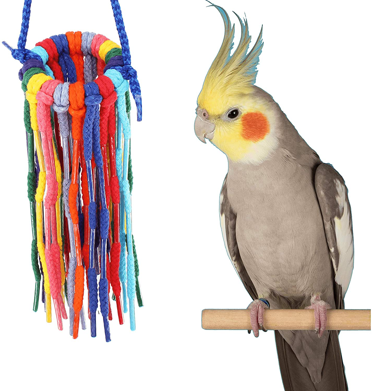 Bonka Bird Toys Aglet Cotton Colorful Chew Pull Parrot Parrotlet Quaker Budgie Finch Macaw Cockatoo