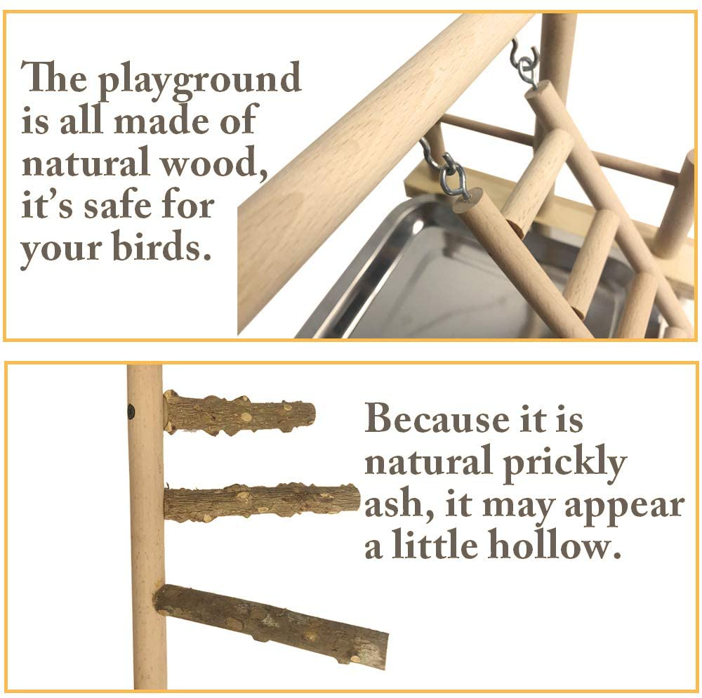 Kathson Bird Playground Parrot Perch Stand Toys, Birds Wood Play Gym Activity Center Exercise Playpen Ladder Swing with Feeder Cups Chewing Toy(Include a Tray) Animals & Pet Supplies > Pet Supplies > Bird Supplies > Bird Gyms & Playstands kathson   