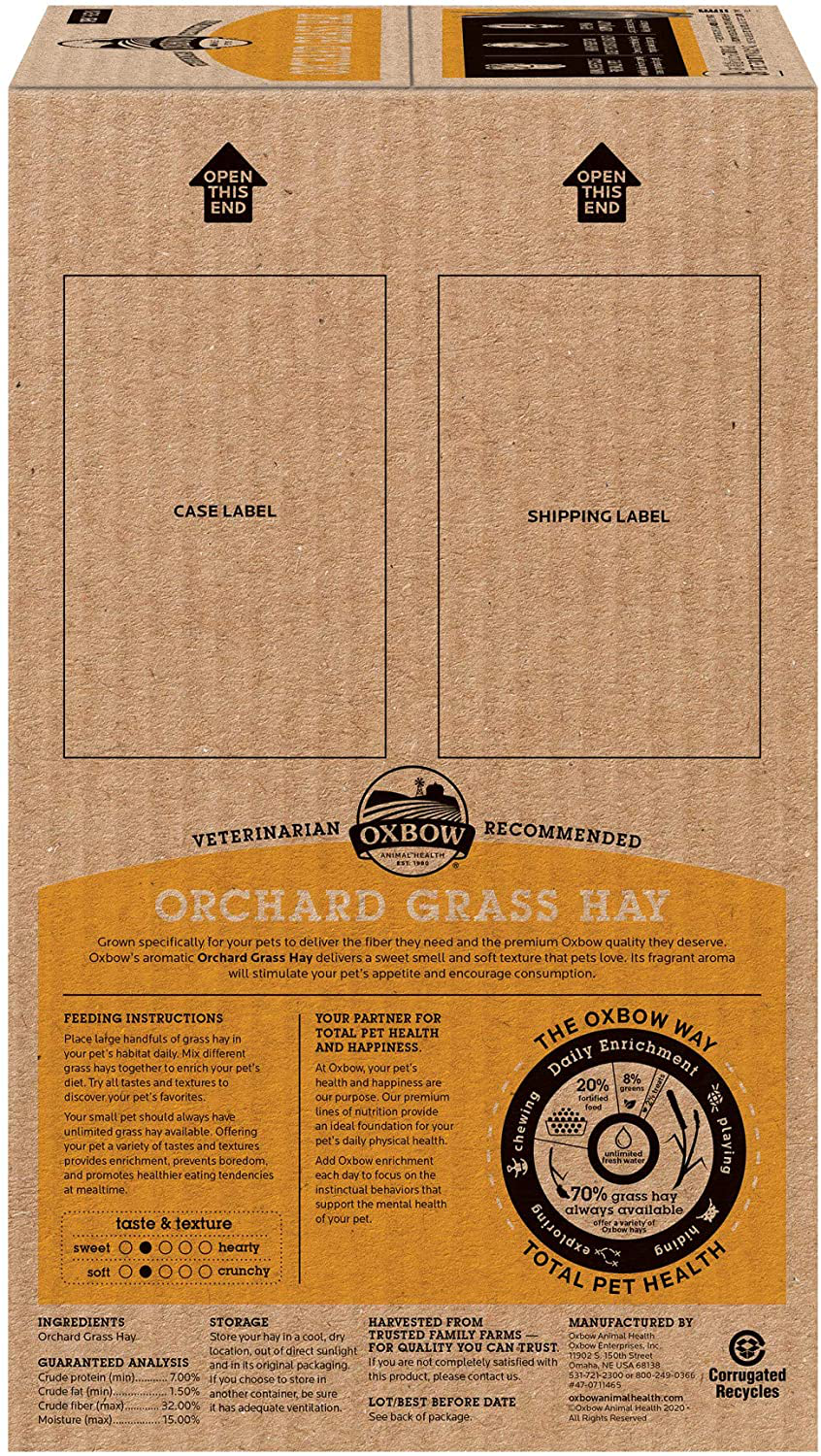 Oxbow Animal Health Orchard Grass Hay - All Natural Grass Hay for Chinchillas, Rabbits, Guinea Pigs, Hamsters & Gerbils Animals & Pet Supplies > Pet Supplies > Small Animal Supplies > Small Animal Food Oxbow   