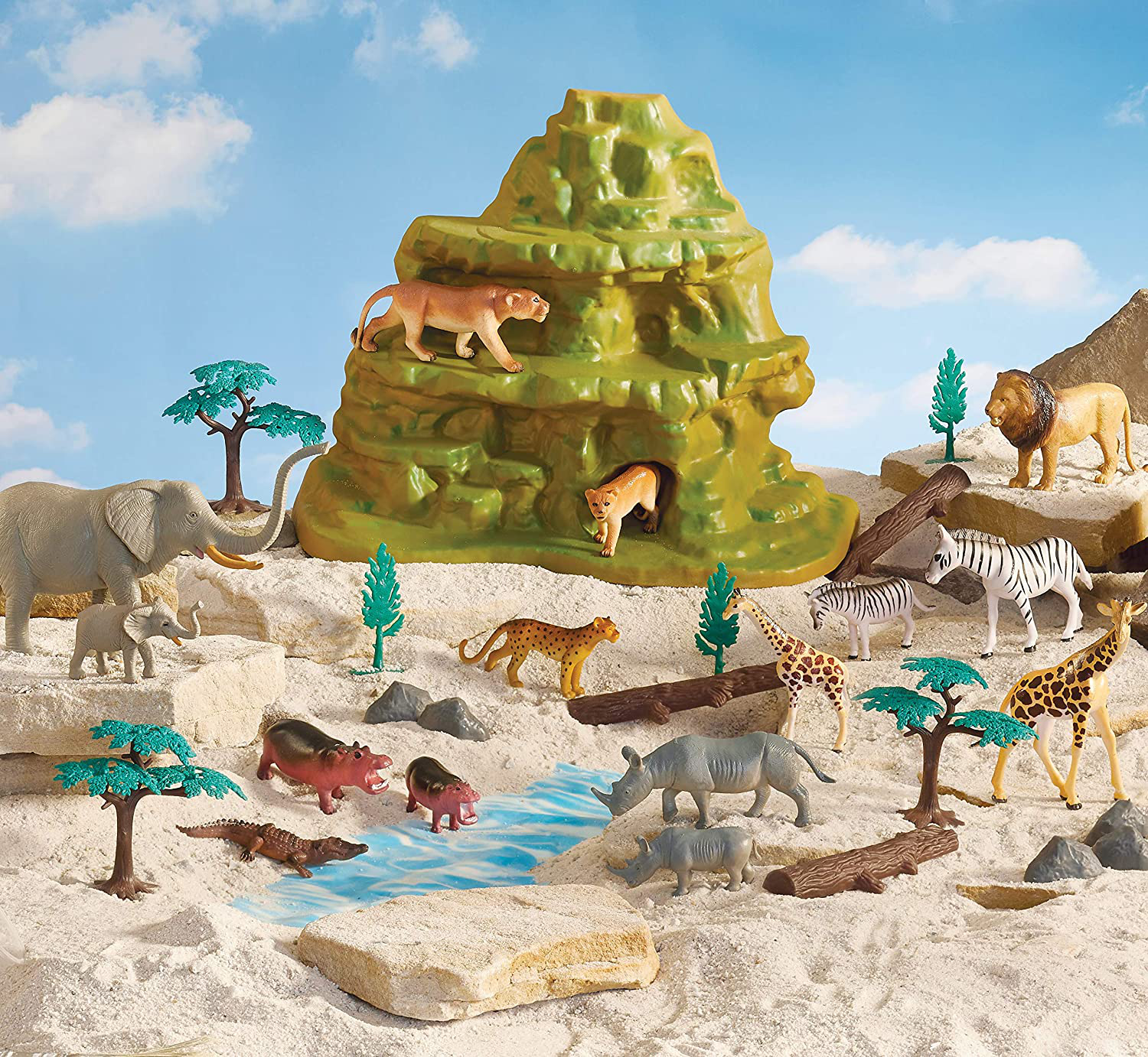 Animal Zone 30Pc Safari Set with Mountain Animals & Pet Supplies > Pet Supplies > Small Animal Supplies > Small Animal Habitat Accessories Animal Zone   