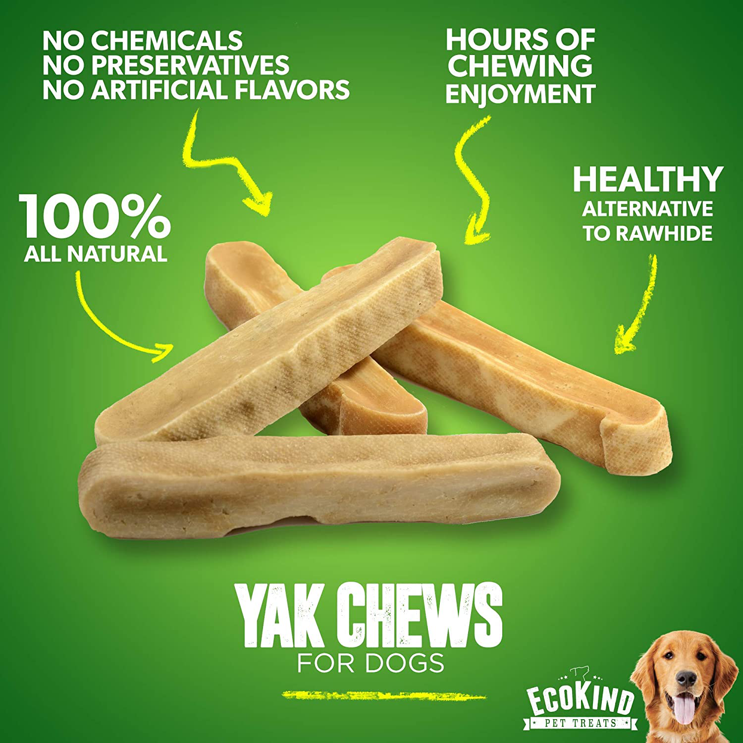 Ecokind Pet Treats Gold Yak Dog Chews | Great for Dogs, Treatecokind Pet Treats for Dogs, Keeps Dogs Busy & Enjoying, Indoors & Outdoor Use Animals & Pet Supplies > Pet Supplies > Small Animal Supplies > Small Animal Treats EcoKind Pet Treats   