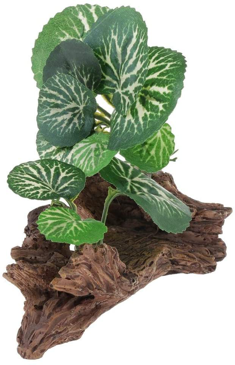 Joymerit 3 Pcs Plastic Leaf Plants for Freshwater or Marine Tanks, Ultra-Realistic Fake Plant, Resin Base, Hiding Spot for Fish, Reptiles, Amphibians