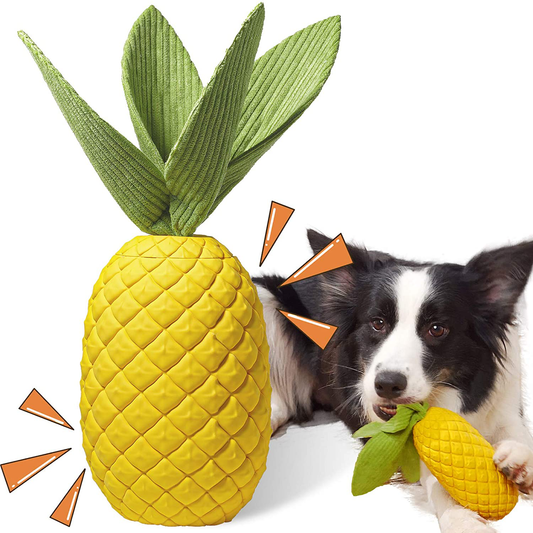 Sugelary Squeaky Dog Toys for Aggressive Chewer Large Medium Breed Dog, Indestructible Tough Durable Dog Chew Toys with Non-Toxic Natural Rubber Animals & Pet Supplies > Pet Supplies > Dog Supplies > Dog Toys Sugelary Pineapple  