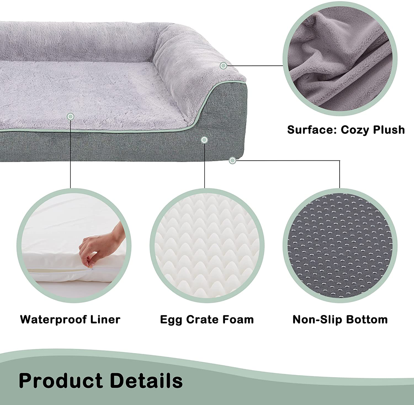 WATANIYA PET Orthopedic Dog Bed - Waterproof Dog Foam Sofa with Removable Washable Cover, Thick Bolster Rim - Couch Dog Bed for Small Medium Large Dogs Animals & Pet Supplies > Pet Supplies > Dog Supplies > Dog Beds Shenzhen lechen times Culture Communication Co., L   