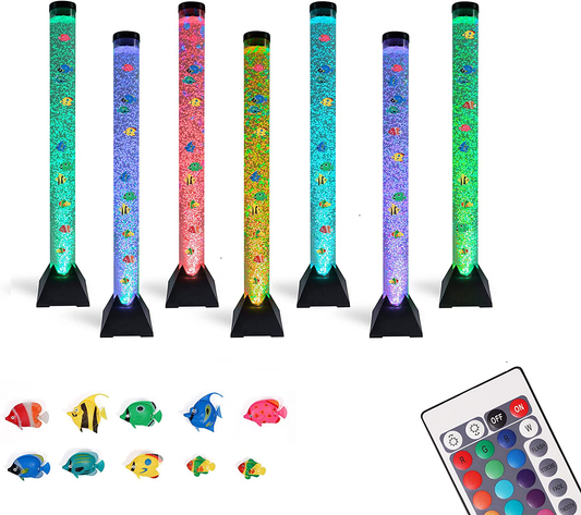 Bubble Tube Lamp Bubble Lamp Water Lamp Bubble Tube Lamp with Fish Autism Sensory Room Equipment for Autistic Children with 10 Fish 20 Color Remote 4Ft Floor Tower Light Bubbletube for Kid Home Decor