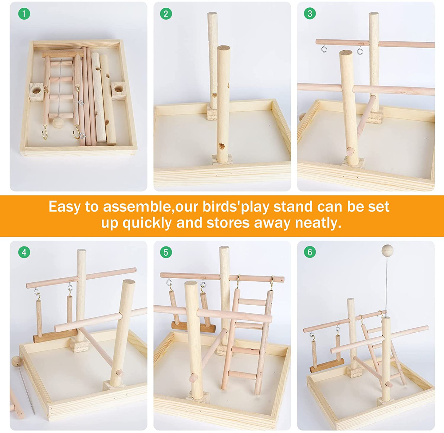 Volksrose Parrot Playground Bird Play Stand, Bird Activity Stand Wood Perch Gym with Ladder, Parakeet Cockatiel Birdcage Cage Nest Accessories Exercise Platform Toy Animals & Pet Supplies > Pet Supplies > Bird Supplies > Bird Gyms & Playstands VolksRose   