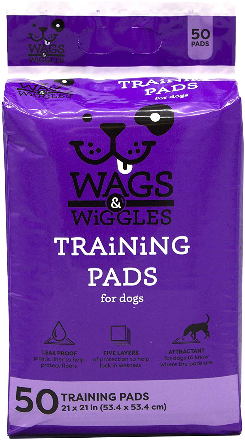 Wags & Wiggles Training Pads for Dogs - Leak Proof Puppy Pee Pads for Dogs - Dog and Puppy Supplies - Dog Training Pads, Strong and Absorbent Dogs Training Pads - Puppy Pads, Dog Pads, Dog Pee Pads Animals & Pet Supplies > Pet Supplies > Dog Supplies > Dog Diaper Pads & Liners Wags & Wiggles 50 Count  