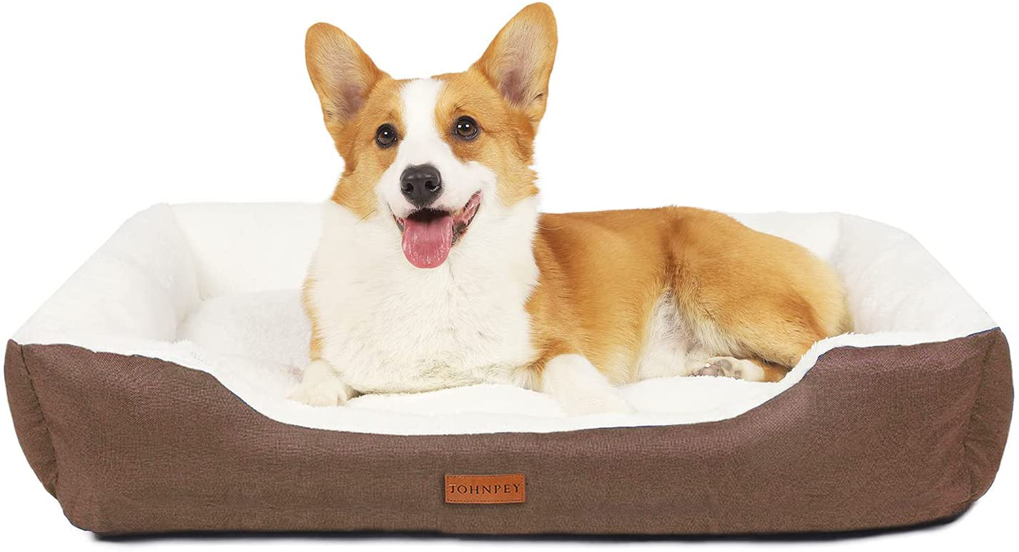 JOHNPEY Dog Beds for Medium Dogs up to 50 Lbs, Comfortable and Fluffy Dog Bed, Durable and Machine-Washable, Dark Gray Animals & Pet Supplies > Pet Supplies > Dog Supplies > Dog Beds JOHNPEY Coffee M(32"x24"x6.7") 