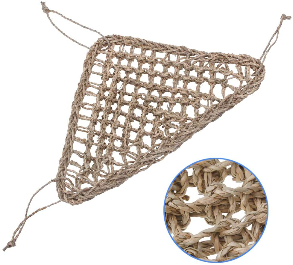 AUBBC Bearded Dragon Hammock, 100% Natural Seagrass Triangular Lizard Lounger with Jungle Climber Vines Reptile Leaves Hooks for Geckos, Anoles, Snakes and More (12.5 X16.5 Inch) Animals & Pet Supplies > Pet Supplies > Reptile & Amphibian Supplies > Reptile & Amphibian Habitat Accessories AUBBC   
