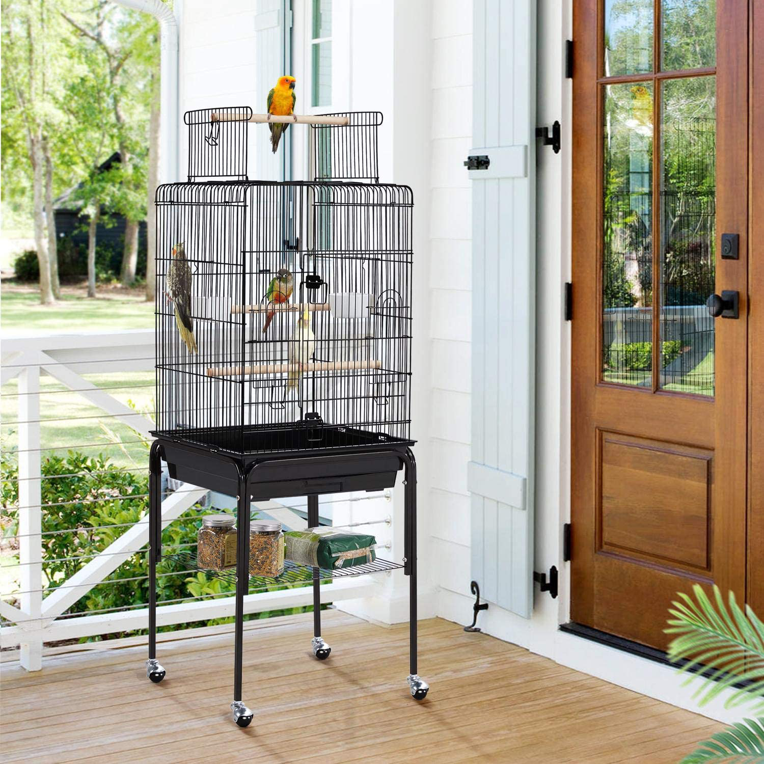 Topeakmart Rolling Bird Cage for Cockatiels Parrots Small Birds Green Cheek Conure Lovebirds. Animals & Pet Supplies > Pet Supplies > Bird Supplies > Bird Cages & Stands Topeakmart   