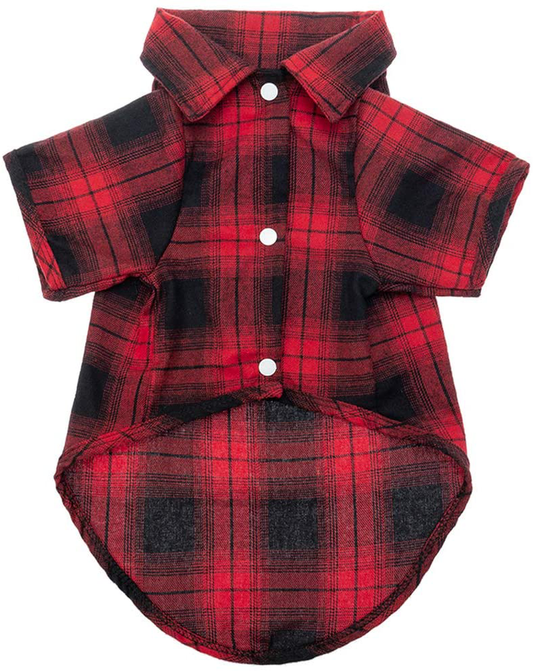 EXPAWLORER Plaid Dog Shirt - Classical Plaid Brushed Cold Weather Pet Clothes, Christmas Dog Sweater for Small Medium Large Dogs Animals & Pet Supplies > Pet Supplies > Dog Supplies > Dog Apparel EXPAWLORER Red and black Small 