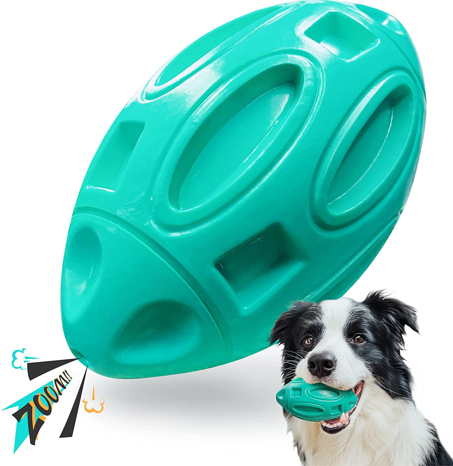 EASTBLUE Squeaky Dog Toys for Aggressive Chewers: Rubber Puppy Chew Ball with Squeaker, Almost Indestructible and Durable Pet Toy for Medium and Large Breed Animals & Pet Supplies > Pet Supplies > Dog Supplies > Dog Toys EASTBLUE Teal  