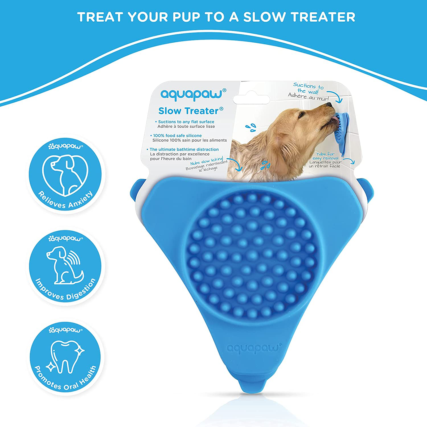 Aquapaw Slow Treater Treat-Dispensing Licky Mat – Puzzle Feeder Toy/Licking Pad for Dogs & Other Large Pets, Suctions to Wall or Floor – Relieves Boredom & Anxiety during Grooming, Vet Visits & Storms Animals & Pet Supplies > Pet Supplies > Dog Supplies > Dog Treadmills Aquapaw   