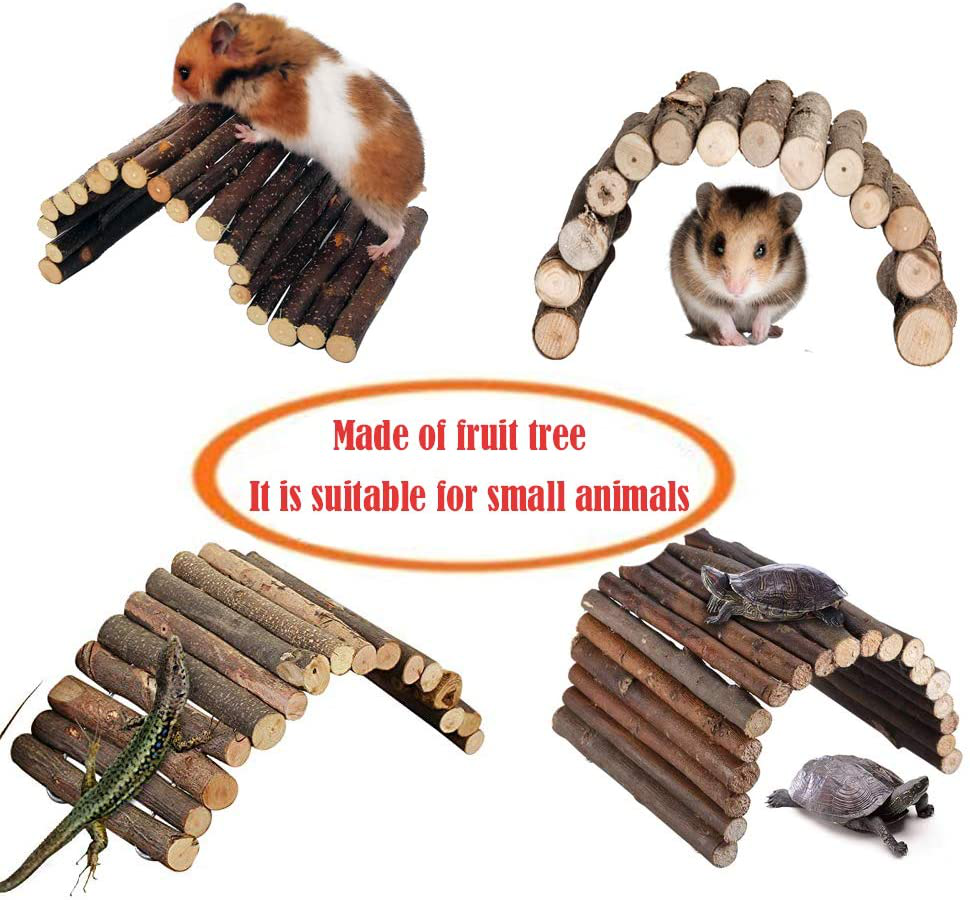 Hamster Bridge Rat Ladder Wooden Bridge Toy for Small Animals Cage Wood Ladder Natural Hideout for Guinea Pig Chinchilla Ferret Reptile Animals & Pet Supplies > Pet Supplies > Small Animal Supplies > Small Animal Habitat Accessories Hamiledyi   