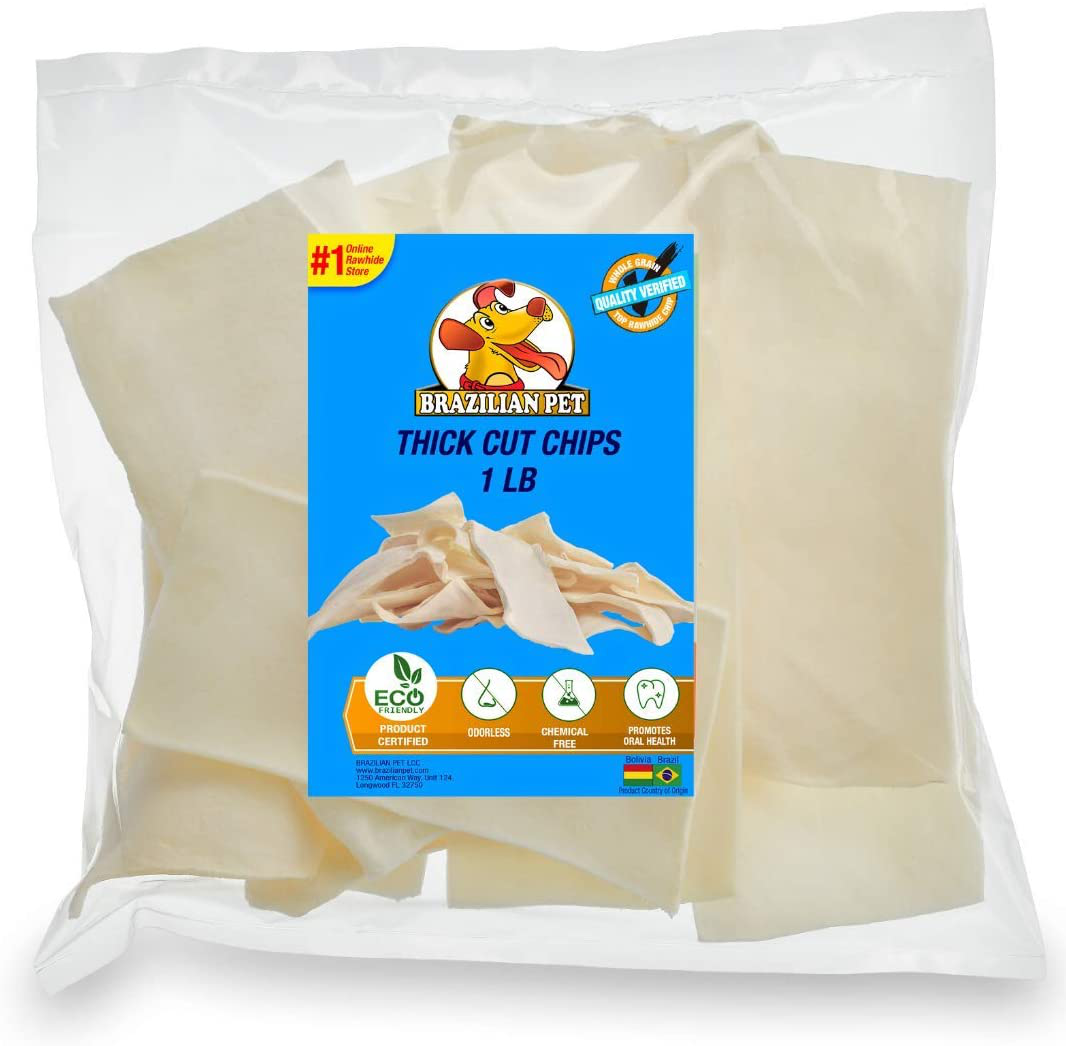 Thick Cut Chips, Wholegrain Rawhide (Last Much Longer than Traditional Chips). 100% Natural. Great Behavioral Dog Chewing Treat Solution. Animals & Pet Supplies > Pet Supplies > Small Animal Supplies > Small Animal Treats Brazilian Pet 1 Pound  