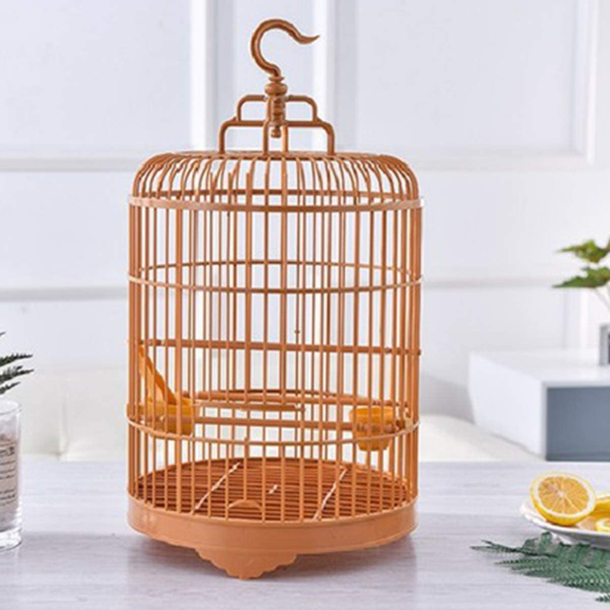 Rehomy Hanging Bird Cage with Feeder, Plastic round Birdcages House Bird Carrier for Small Birds Parrot Parakeets Finches Cockatiels Animals & Pet Supplies > Pet Supplies > Bird Supplies > Bird Cages & Stands Rehomy   