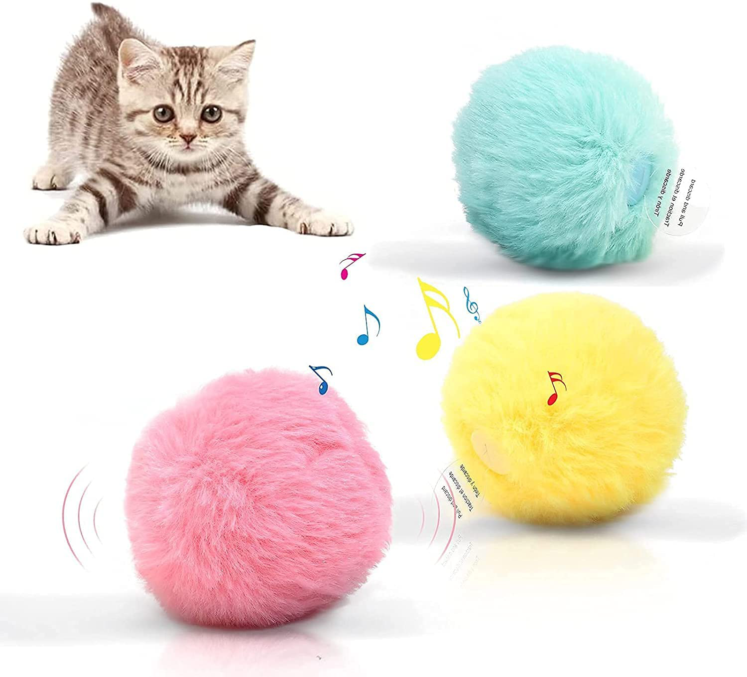 Pomeww Cat Toy Balls, Sing Ball, 3 Pcs, Upgrade Kitten Plush Ball, Newest Lifelike Animal Chirping Sounds-Bird Frog and Cricket, Built-In Catnip, Interactive Cat Kicker Toys for Indoor. Animals & Pet Supplies > Pet Supplies > Cat Supplies > Cat Toys PomeWW   