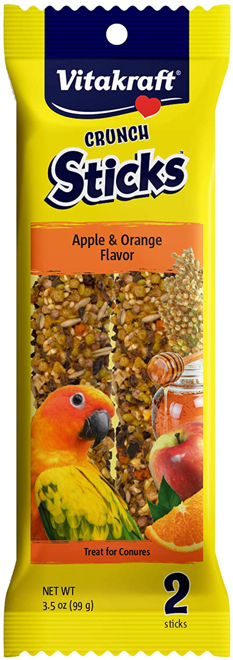 Vitakraft Conure Treat Sticks - Apple and Orange - 3.5Oz Animals & Pet Supplies > Pet Supplies > Bird Supplies > Bird Treats Vitakraft   