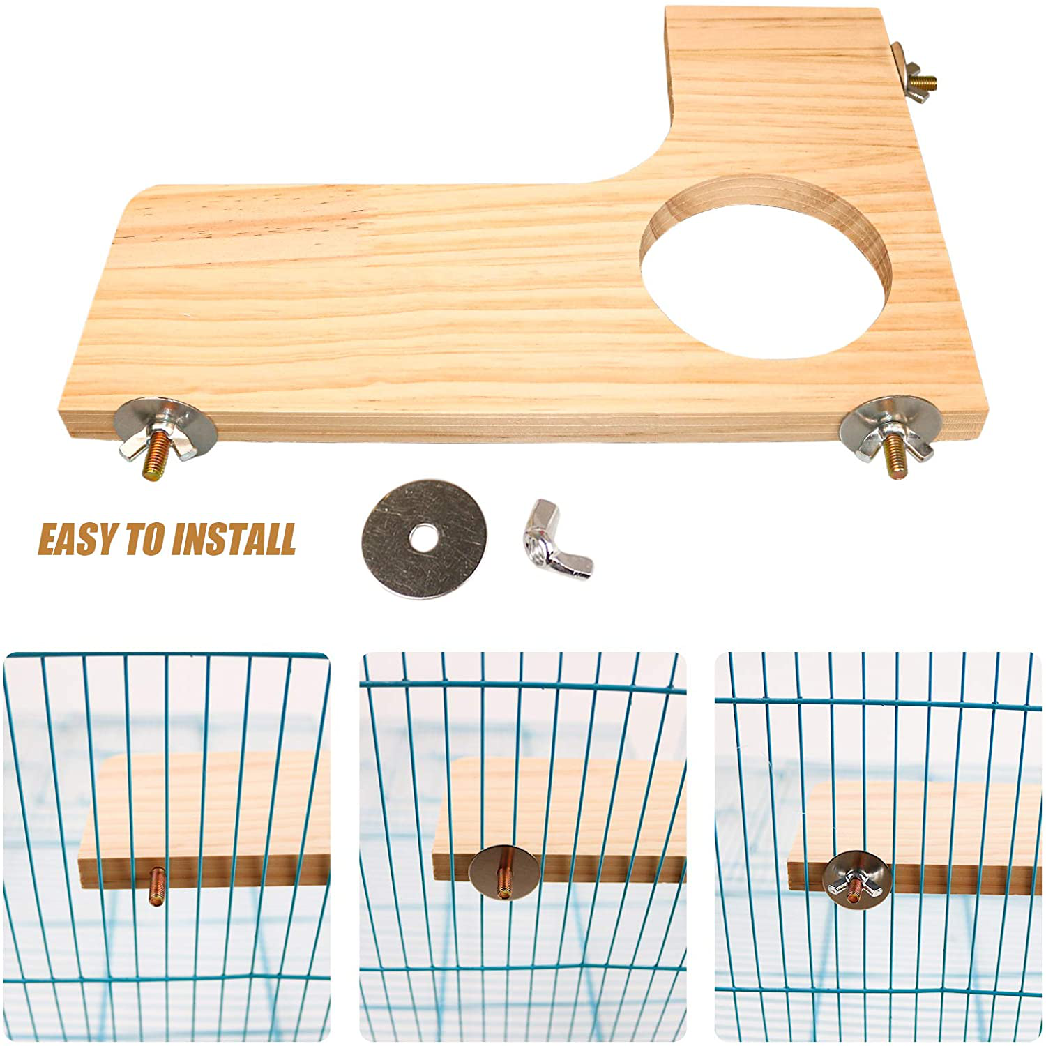 Squirrel Gerbil Chinchilla and Dwarf Hamster L-Shaped round Hole Wooden Platform, 3 Pieces of Natural Hamster Standing Platform Chinchilla Cage Accessories, Birds Parrots Activity Playground Animals & Pet Supplies > Pet Supplies > Small Animal Supplies > Small Animal Habitat Accessories Roundler   