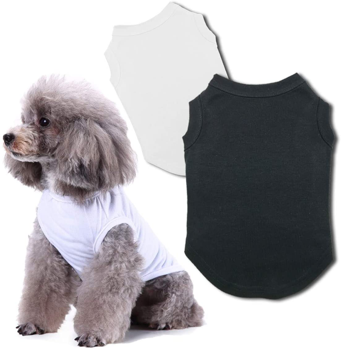 Chol&Vivi Dog Shirts Blank Clothes, 2Pcs Dog T-Shirts Apparel Fit Fot Small Extra Small Medium Large Extra Large Dog Cat, Cotton Shirts Soft and Breathable